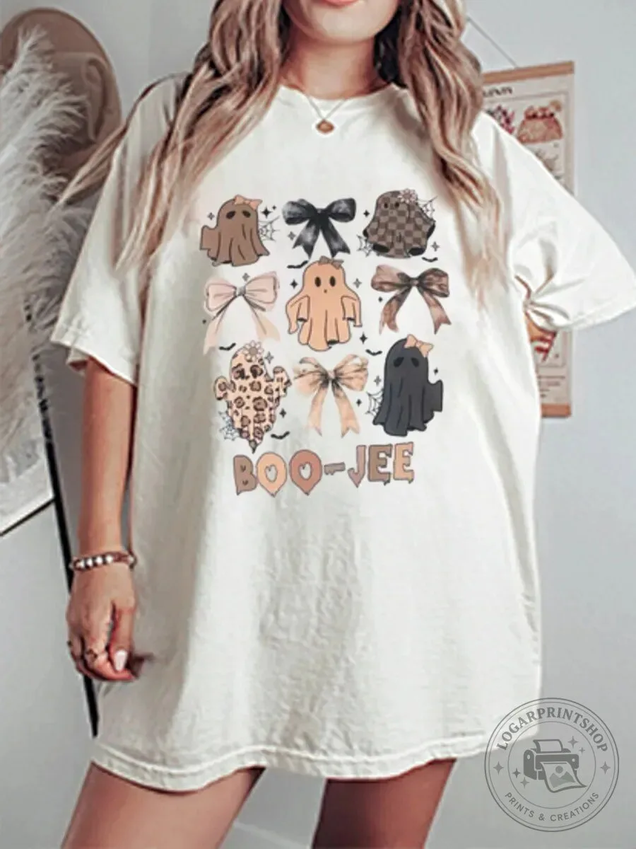 Vintage Boujee Ghosts And Bows Halloween Graphic T-Shirt