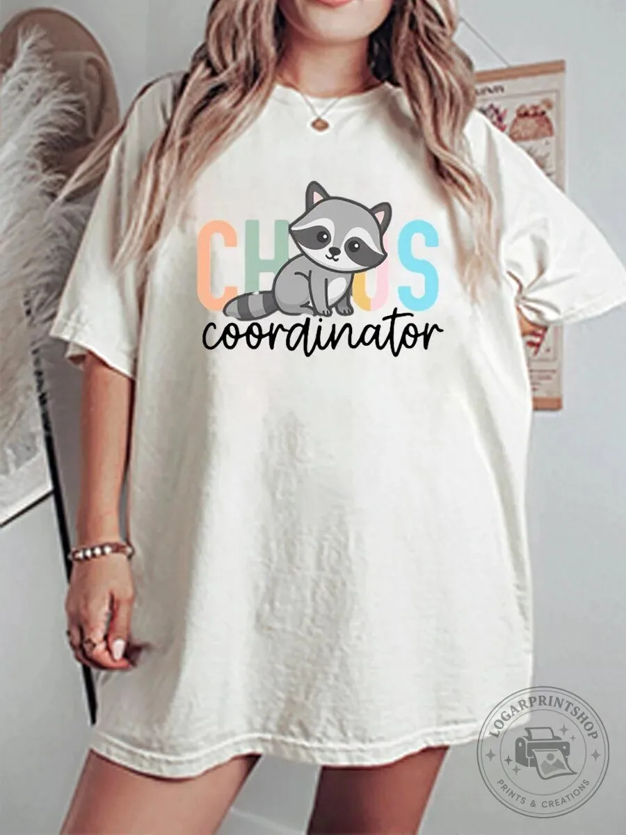 Cute Raccoon Chaos Coordinator Funny Animal Lover Graphic T-Shirt