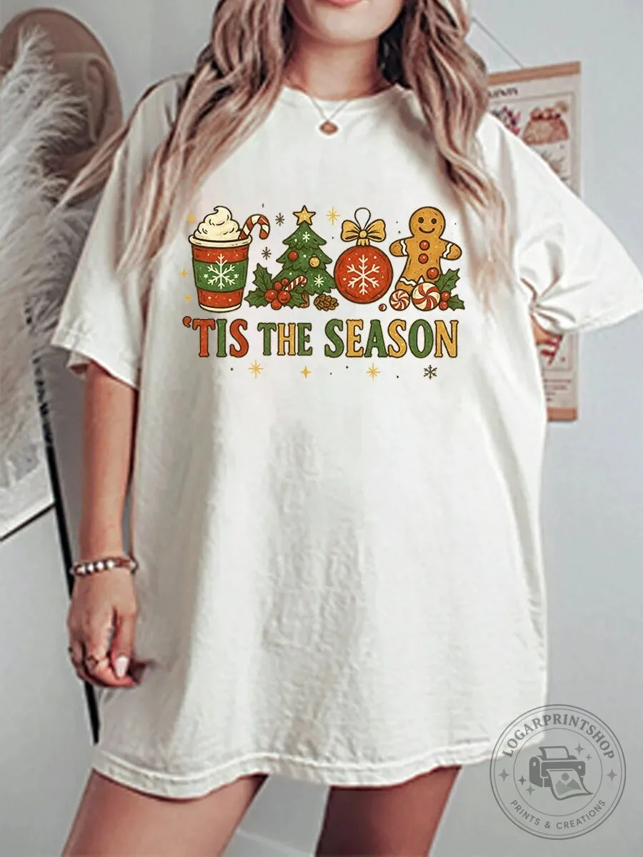 Vintage Tis The Season Christmas Holiday Graphic T-Shirt